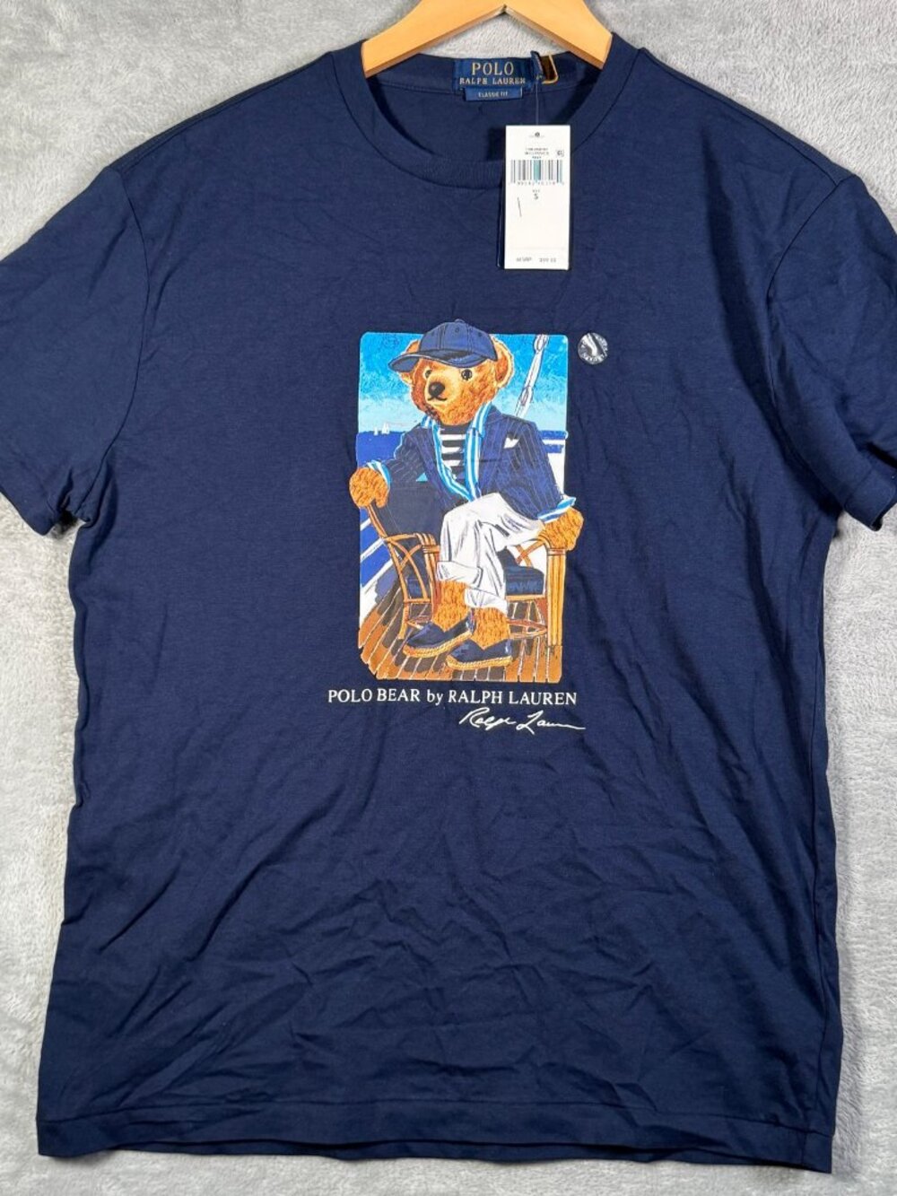 Polo Ralph Lauren T Shirt Mens S Navy Blue Nautical Bear Classic Fit Tee $70